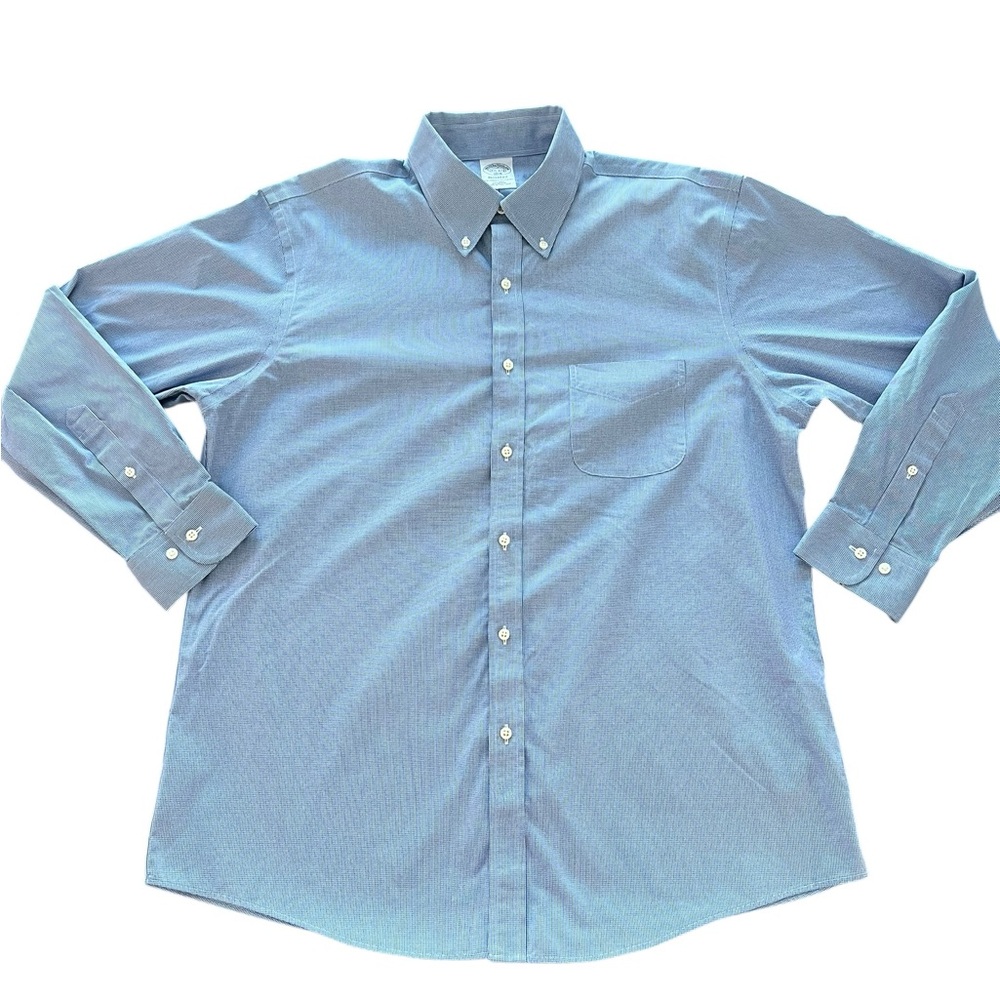 Brooks Brothers Regent Regular-Fit Dress Shirt Non-Iron Button-Down Blue 16.5‎